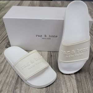 NEW IN BOX Rag & Bone Logo Pool White Slides